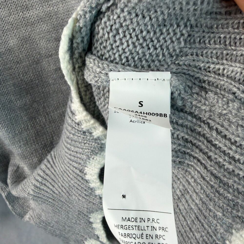 Cupshe Pullover Scalloped Trim V Neck Gray & White Sweater Size S NWT - Picture 4 of 6